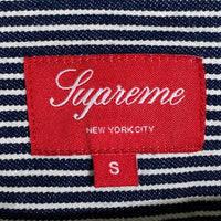 SUPREME シュプリーム 12AW Hooded Denim Shirt ヒッコリーストライプ フーデッド シャツ ネイビー ホワイト Size S 福生店