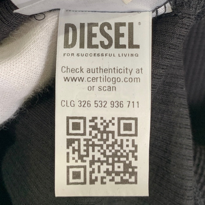 DIESEL ディーゼル S-PEWTER ラバーロゴパッチ ワッフル ロングスリーブカットソー ブラック Size M 福生店