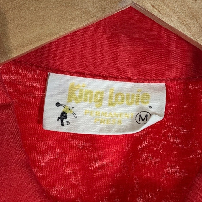 70's King Louie キングルイ ポーリングシャツ レッド 刺繡 プリント Size M 福生店
