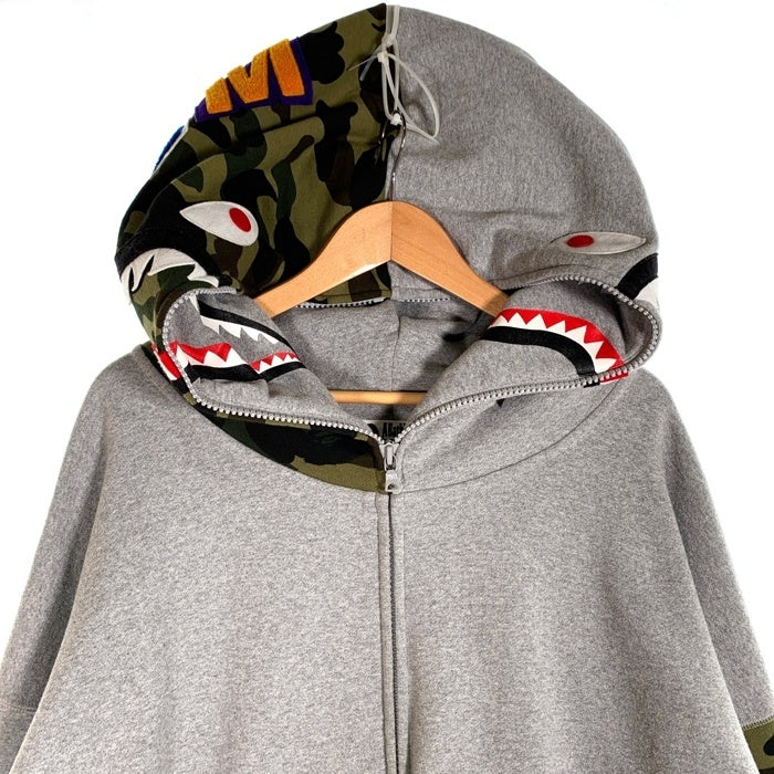 A BATHING APE アベイシングエイプ Giant Shark Full Zip Hoodie ジャイアント シャーク フルジップ スウェットパーカー グレー 001ZPG701018X Size 2XL 福生店