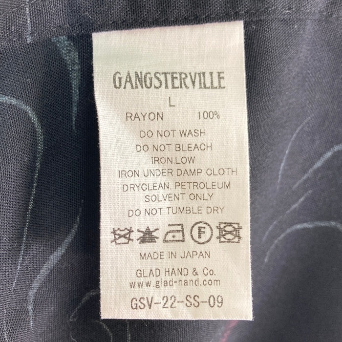 GANGSTERVILLE ギャングスタービル レーヨン オープンカラー アロハシャツ ブラック sizeL 瑞穂店
