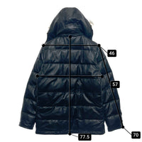 Liugoo Leathers リューグーレザーズ ラムレザー ロングダウンコート ジャケット ファー ブラック Size L 瑞穂店
