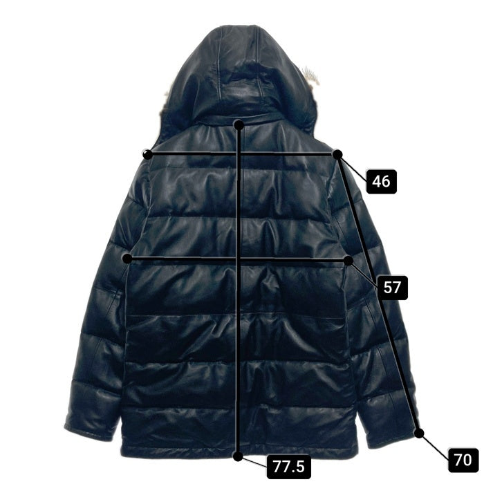 Liugoo Leathers リューグーレザーズ ラムレザー ロングダウンコート ジャケット ファー ブラック Size L 瑞穂店