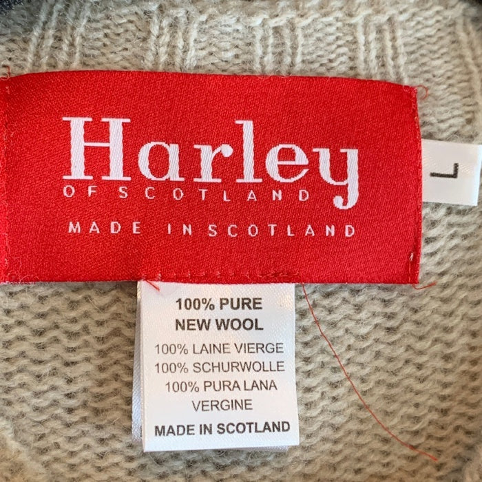 Harley OF SCOTLAND ハーレーオブスコットランド バイカラー ラグランニットセーター ナチュラル×ブラウン sizeL 瑞穂店