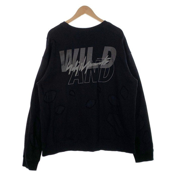 WIND AND SEA ウィンダンシー 22SS WILDSIDE ワイルドサイド ヨウジヤマモト Damage Cutting Sweat Shirt ダメージカッティングスウェットシャツ トレーナー ブラック Size 5 福生店