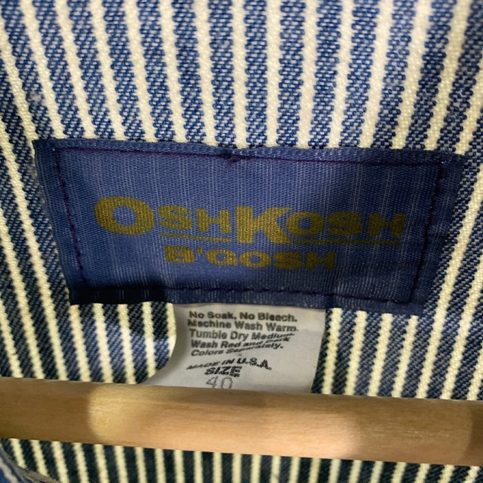 70's OSHKOSH B’GOSH オシュコシュ ヒッコリーストライプ デニムカバーオール ジャケット ホワイト ネイビー USA製 731-0280 Size 40 福生店