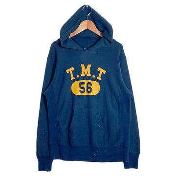 TMT ティーエムティー Champion チャンピオン T.M.T 56 プリント リバースウィーブ プルオーバースウェットパーカー ダメージ加工 ブルー Size L 福生店