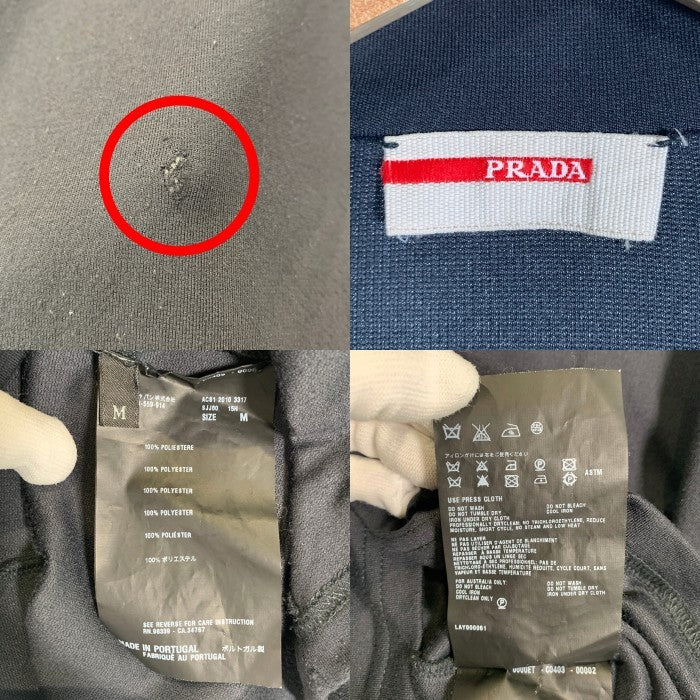 PRADA SPORT プラダスポーツ ハーフジップ スタンドカラー プルオーバートップ 長袖 ブラック ポリエステル ラバーパッチ SJJ80 Size M 福生店