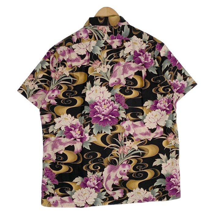 Dry Bones ドライボーンズ オープンカラー コットンシャツ ブラック 和柄 鯉 Size M 福生店