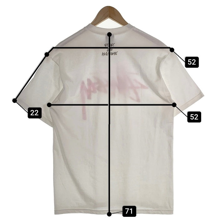 STUSSY ステューシー A BATHING APE アベイシングエイプ 30周年記念 ストックカモロゴ プリントTシャツ ホワイト ピンク Size M 福生店