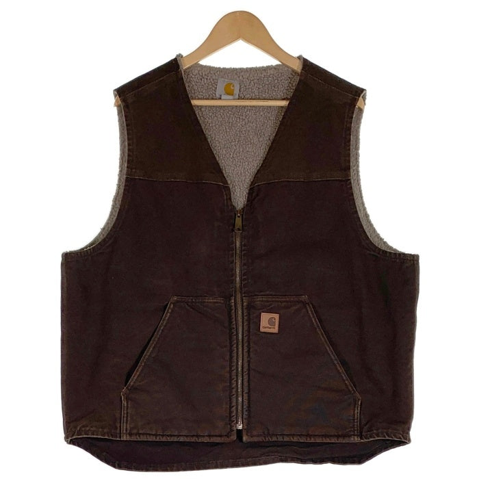 Carhartt カーハート ダックベスト ボアフリースライナー ダークブラウン メキシコ製 V26 DKB Size XL 福生店