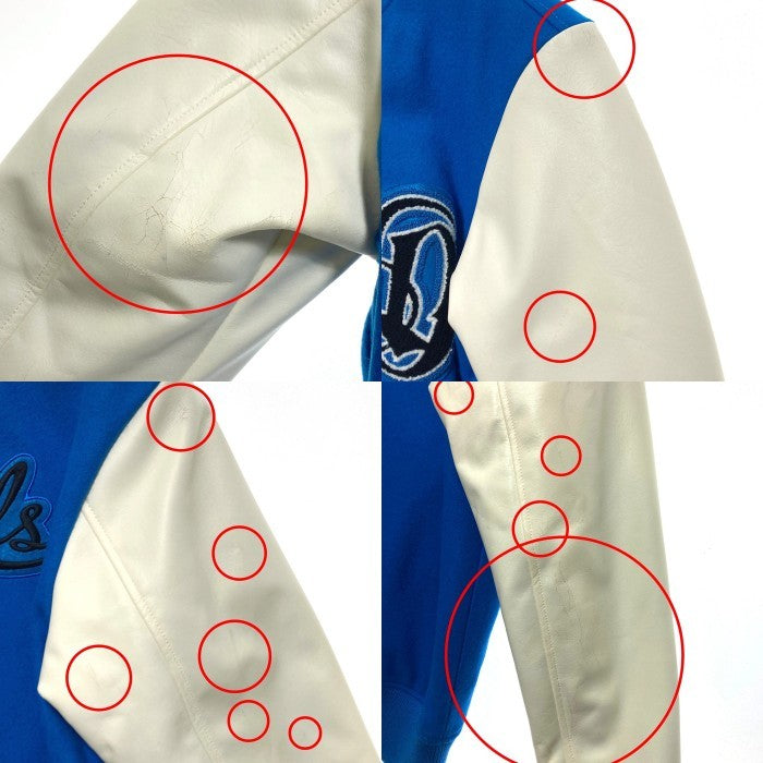 adidas アディダス ジップアップ スタジャン ワッペン ブルー 袖フェイクレザー O34630 Size S 瑞穂店