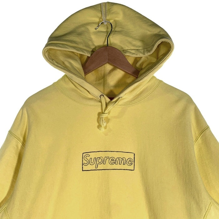 SUPREME シュプリーム KAWS カウズ 21SS Chalk Logo Hooded Sweatshirt チョーク ロゴ プルオーバー フーディー パーカー イエロー Size L 福生店