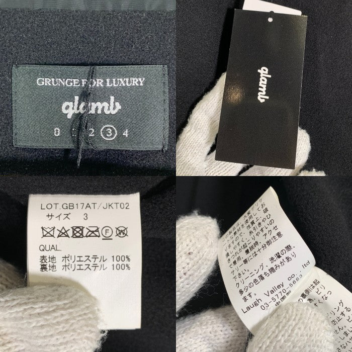 glamb グラム Cross coach Jacket クロスプリント コーチジャケット ブラック GB17AT/JKT02 Size 3 福生店