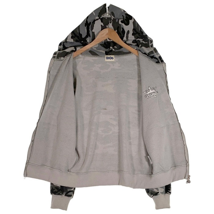 9090 ナインティナインティ King Logo Thermal Zip Hoodie サーマル ジップアップパーカー フーディー グレー NN1931 Size L 福生店