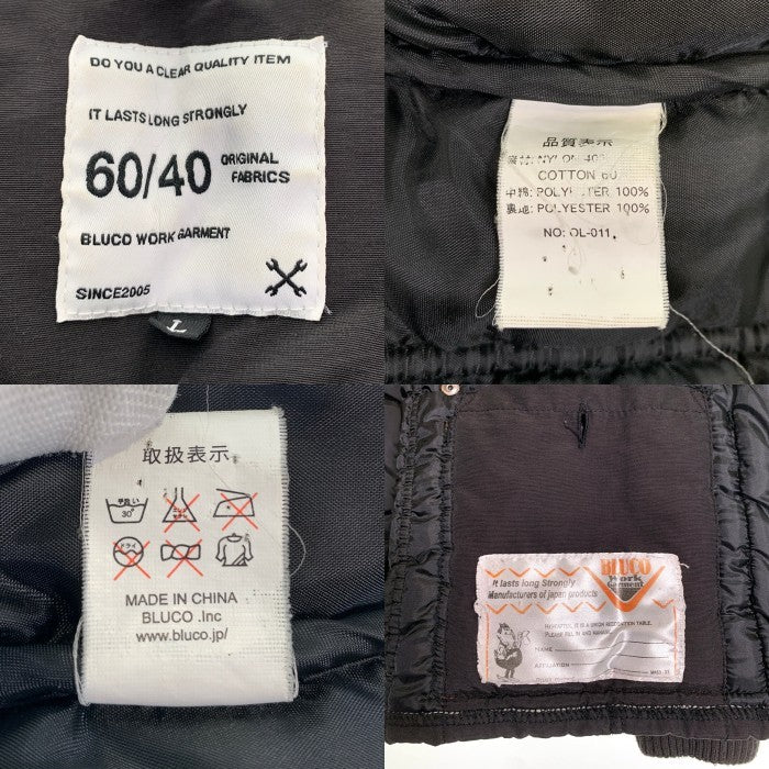 BLUCO ブルコ 60/40クロス ジップアップワークジャケット ブラック シンサレート 中綿 Size L 福生店