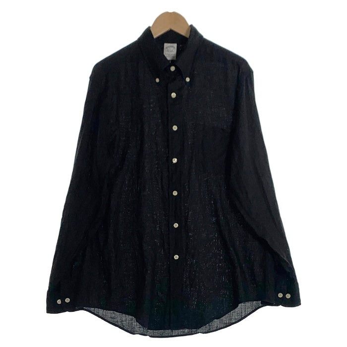 Brooks Brothers ブルックスブラザース リネン 麻 長袖 ボタンダウン シャツ ブラック Size L 福生店
