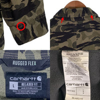 Carhartt カーハート CANVAS FLEECE LINE CAMO SHIRT JACKET キャンバス 内フリース カモフラージュ シャツジャケット グリーン 105171 N15 Size L 福生店