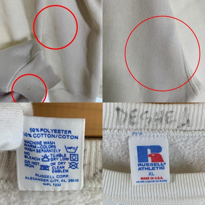90's RUSSELL ATHLETIC ラッセル アスレチックス OXFORD University オックスフォード ユニバーシティー クルーネック スウェット ホワイト USA製 Size XL 福生店