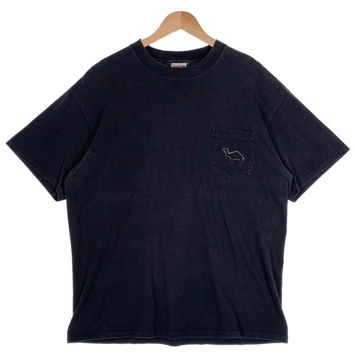 90`s CAMEL キャメル プリント ポケットTシャツ 半袖 ブラック 袖裾シングル ONEITA Size XL 福生店