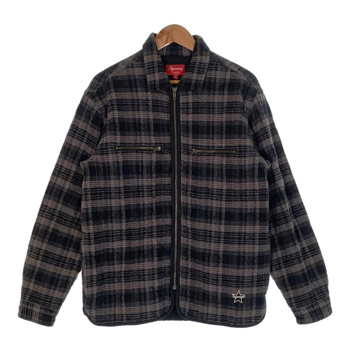 SUPREME シュプリーム 19AW Quilted Plaid Zip Up Shirt キルテッドプラッドジップアップシャツ チェック柄 ブラック Size S 福生店