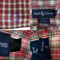 Ralph Lauren ラルフローレン BLAKE ボタンダウンチェックシャツ 半袖 コットン レッド 香港製 Size XL 福生店