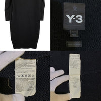 Y-3 ワイスリー ギャバジン ニット切替 フード ロングコート 10THワッペン ブラック 日本製 Size M 福生店