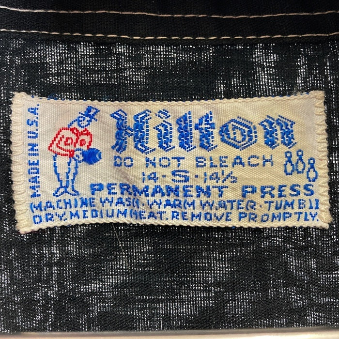 Hilton ヒルトン 70's USA製 ボウリングシャツ 前後チェーン刺繍 ブラック size14 瑞穂店