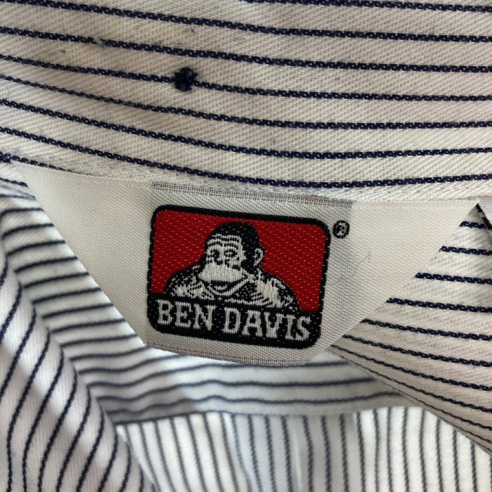 BEN DAVIS ベンデイビス USA製 ストライプ 長袖ワークシャツ ホワイト sizeM 瑞穂店