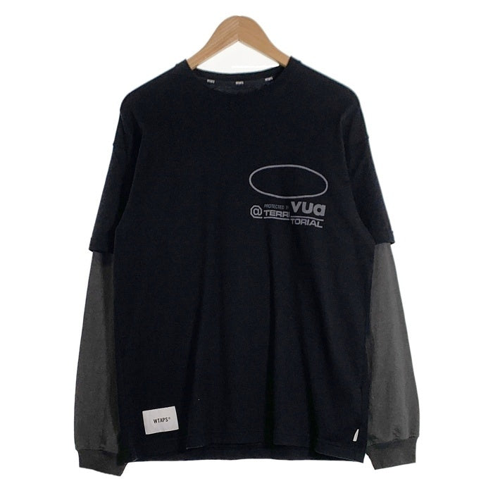WTAPS ダブルタップス 26SS SLDR / LS / COTTON レイヤード 長袖 Tシャツ ブラック チャコール 261ATDT-CSM12 Size 02 福生店