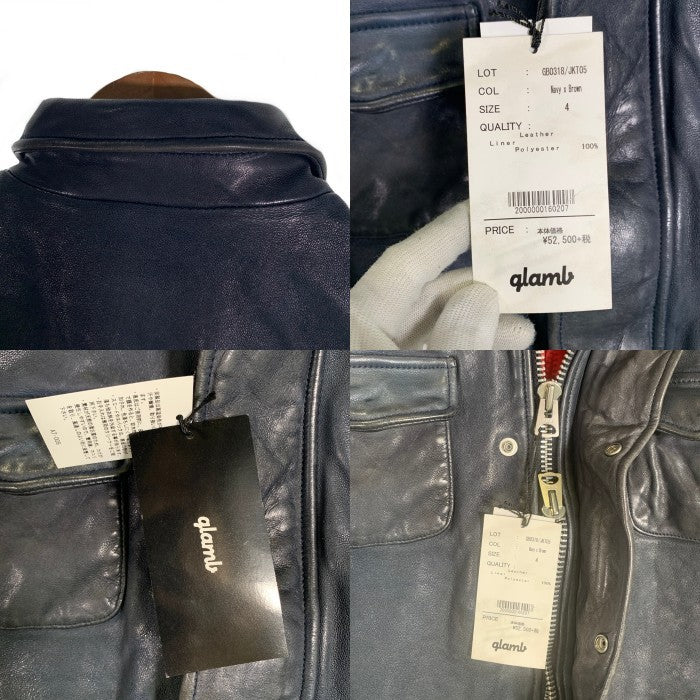 glamb グラム レザージャケット ネイビー ブラウン GB0318 / JKT05 Size 4 福生店