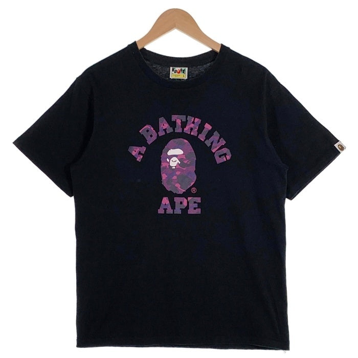 A BATHING APE ア ベイシング エイプ Colour Colleage TEE 半袖 Tシャツ ブラック パープル Size L 福生店