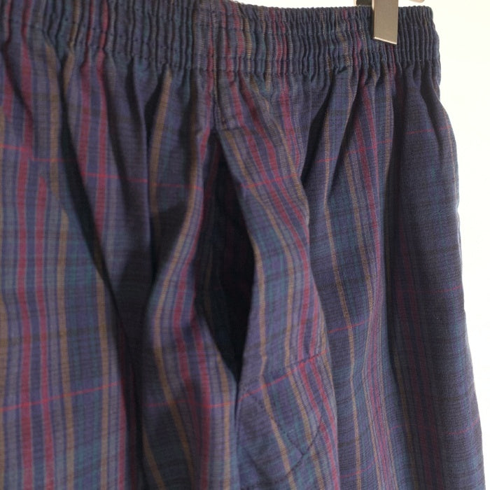 80-90's STUSSY ステューシー チェック柄 ビーチパンツ テーパード ネイビー USA製 黒タグ Size M 福生店