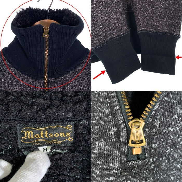 Mattson's マットソンズ FLEECE BOA HALF ZIP RACING JERSEY 裏ボア フリース ハーフジップ レーシング ジャージー スウェット ブラック チャコール Size M 福生店
