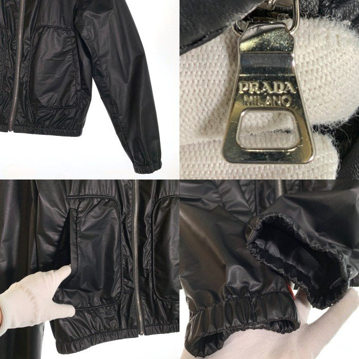 PRADA SPORT プラダスポーツ バンドカラー ジップアップ ナイロンジャケット ポリウレタンコーティング ブラック SGH223 Size 48 福生店
