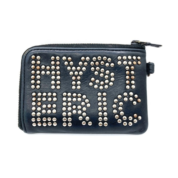 HYSTERIC GLAMOUR ヒステリックグラマー スタッズロゴ レザー ミニウォレット ブラック ※カードケース剝がれアリ、ストラップナシ 瑞穂店