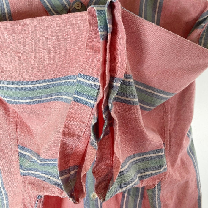 GAP ギャップ OLD ボタンダウン オックスフォード 半袖シャツ ドミニカ共和国製 ストライプ ピンク sizeXL 瑞穂店
