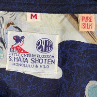 SUN SURF サンサーフ 実名復刻 S.HATA SHOTEN シルク アロハシャツ 富士 鷹 ネイビー SS32292 Size M 福生店