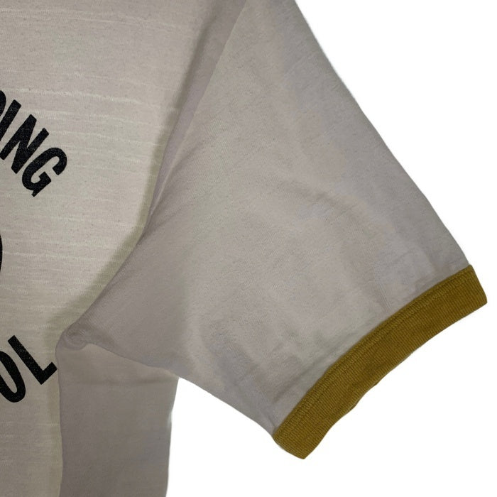 WAREHOUSE ウエアハウス FLINTKNAPPING FIELD SCHOOL リンガーTシャツ ホワイト マスタード Size M 福生店