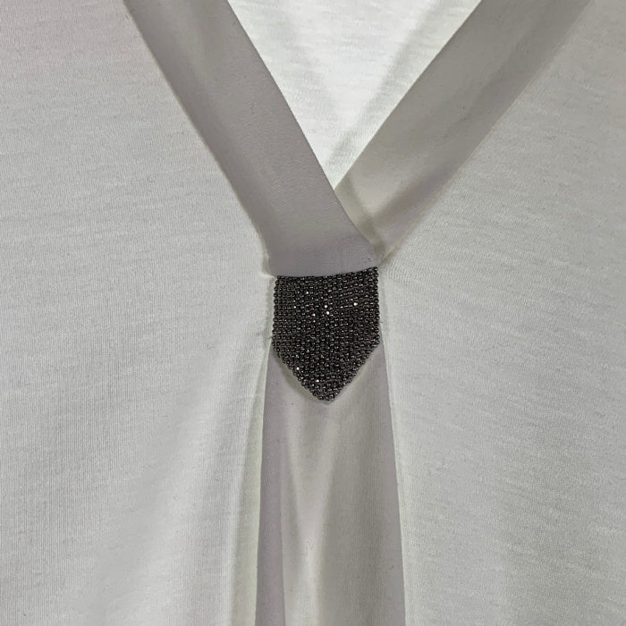 BRUNELLO CUCINELLI ブルネロクチネリ Vネック 半袖カットソー コットン ホワイト Size L 福生店