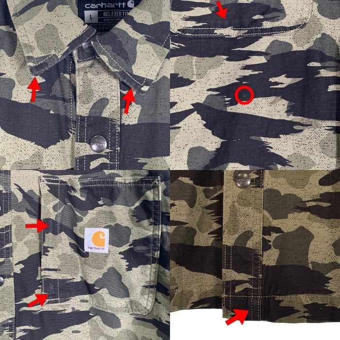 Carhartt カーハート CANVAS FLEECE LINE CAMO SHIRT JACKET キャンバス 内フリース カモフラージュ シャツジャケット グリーン 105171 N15 Size L 福生店