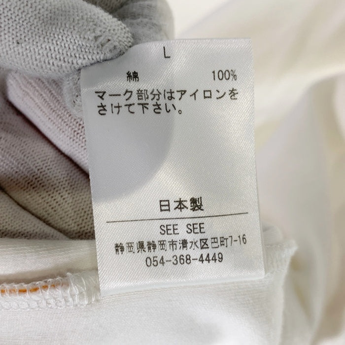 SEE SEE シーシー SUPER BIG ROUND LONG-SLEEVE スーパービッグラウンドロングスリーブ Tシャツ ロゴプリント ホワイト Size L 福生店