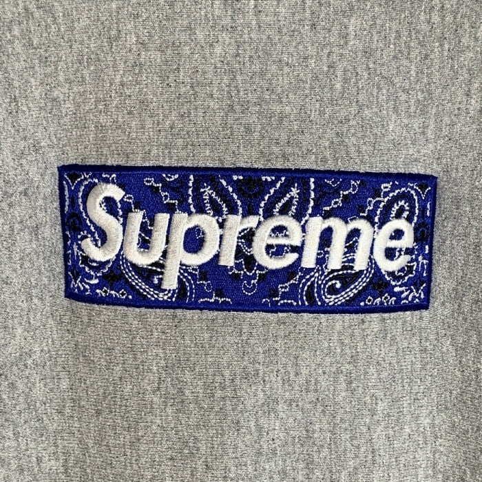 SUPREME シュプリーム 19AW Bandana Box Logo Hooded Sweatshirt バンダナボックスロゴ スウェットパーカー  グレー Size L 福生店