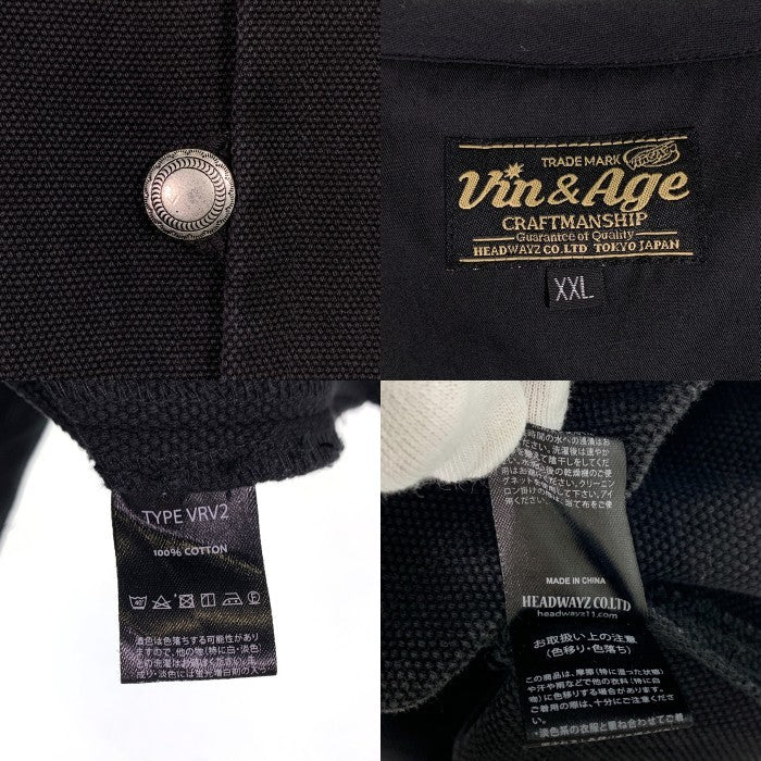 Vin & Age ヴィンアンドエイジ TYPE VRV2 Naughty Rug Vest 稲妻刺繍 コットンラグ チマヨ型ベスト ブラック Size XXL 福生店