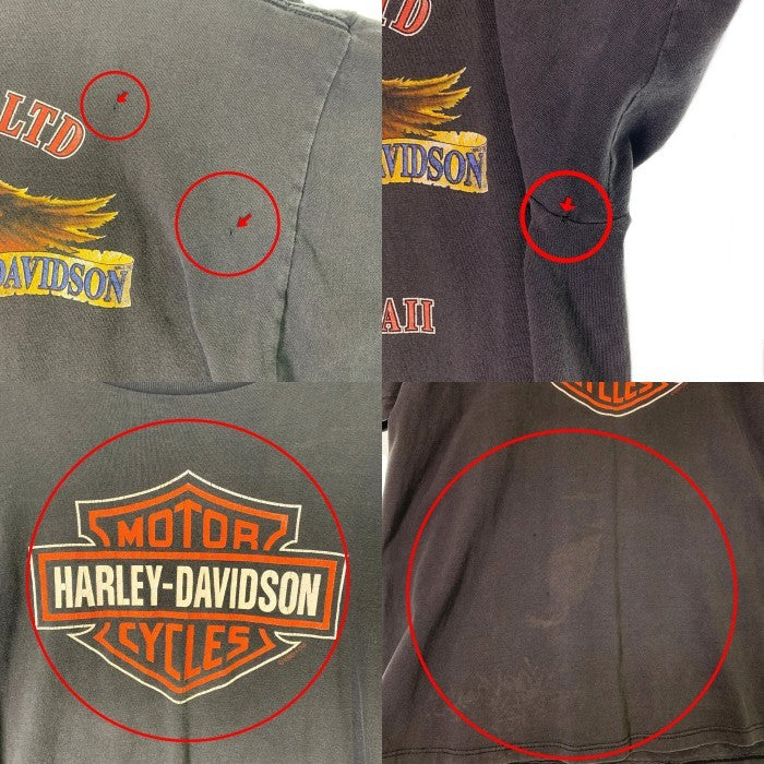 90's~ HARLEY DAVIDSON ハーレーダビッドソン バー&シールド イーグル プリントTシャツ ブラック 1999コピーライト Size XL 福生店
