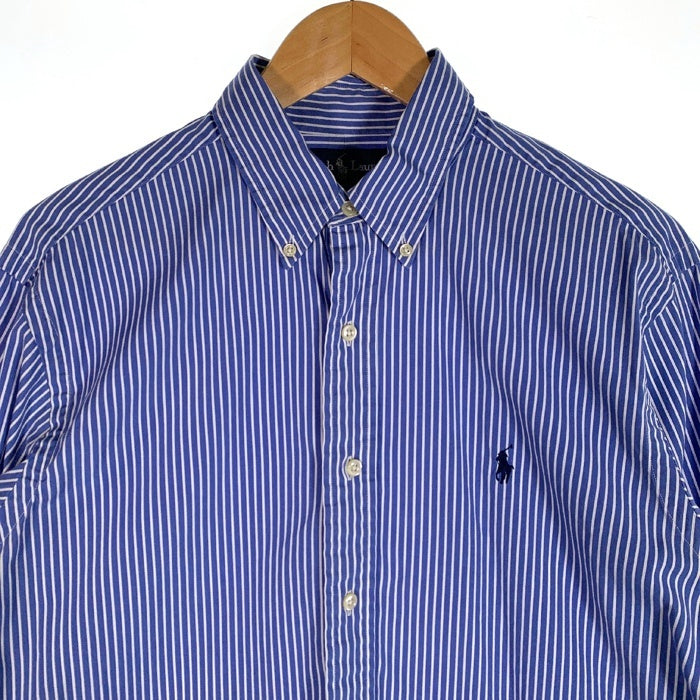 Ralph Lauren ラルフローレン CLASSIC FIT ボタンダウン ストライプシャツ ブルー ホワイト Size 16 福生店