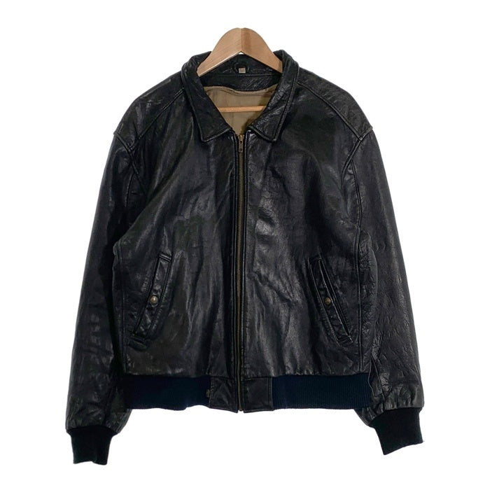80`s Levi`s リーバイス Leather Jacket レザージャケット ジップアップリブブルゾン ブラック 135周年 Size M 福生店