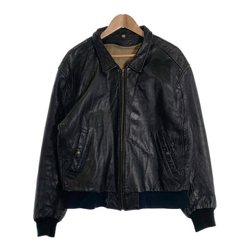 80`s Levi`s リーバイス Leather Jacket レザージャケット ジップアップリブブルゾン ブラック 135周年 Size M 福生店