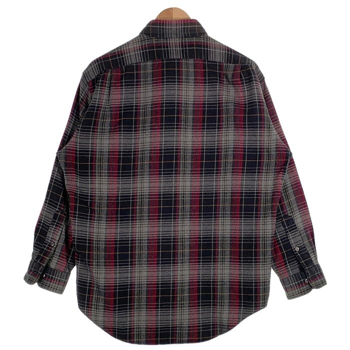 90's Polo by Ralph Lauren ポロ バイ ラルフローレン MARLOWE 長袖 フランネルシャツ シャドーチェック チャコール バーガンディー Size L 福生店