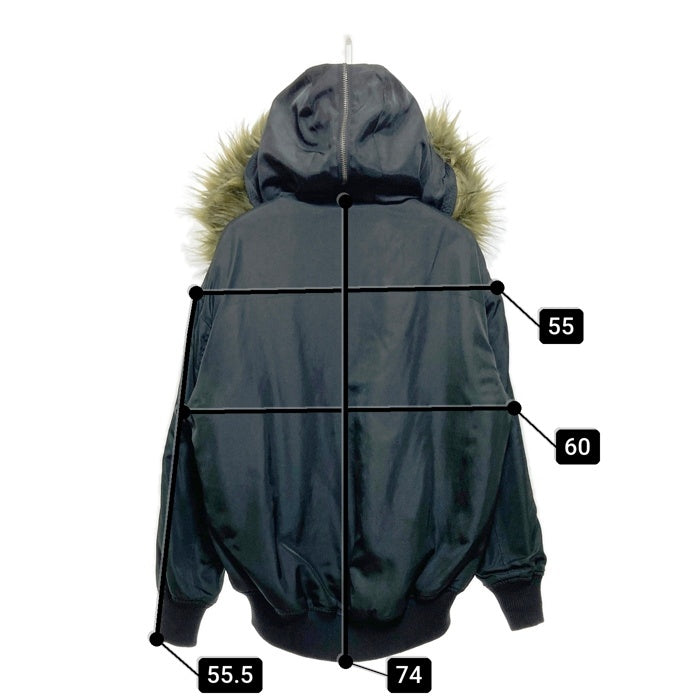 Roger&Raw ロジャーアンドロウ フードファーブルゾン ビッグシルエットファーMA-1 ブラック×カーキ sizeM 瑞穂店